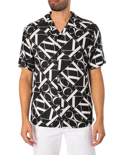 Calvin Klein Resort Print Short Sleeved Shirt - Black
