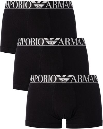 Emporio Armani 3 Pack Organic Cotton Trunks - Black