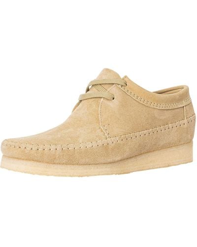 Clarks Weaver Suede Shoes - Natural