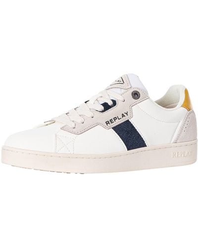 Replay Smash Denim Leather Sneakers - White