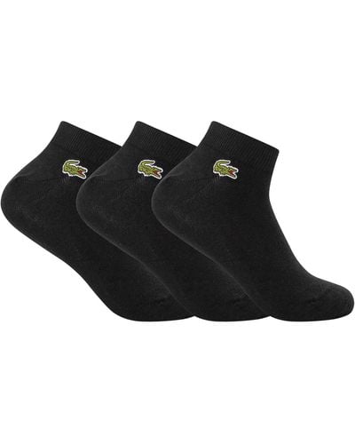 Lacoste 3 Pack Logo Ankle Socks - Black