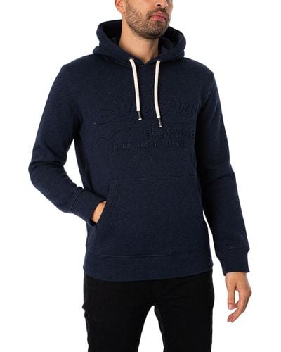 Superdry Embossed Pullover Hoodie - Blue