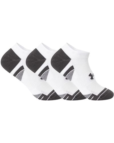 Under Armour 3 Pack Performance Tech No Show Socks - White