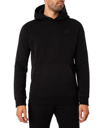 Superdry Code Tech Relaxed Pullover Hoodie - Black