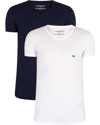 Emporio Armani 2 Pack Lounge V-neck T-shirt - White