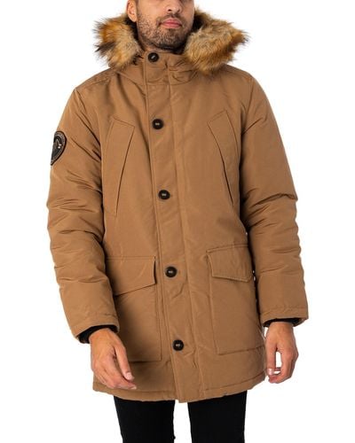 Superdry Everest Faux Fur Hooded Parka Jacket - Brown