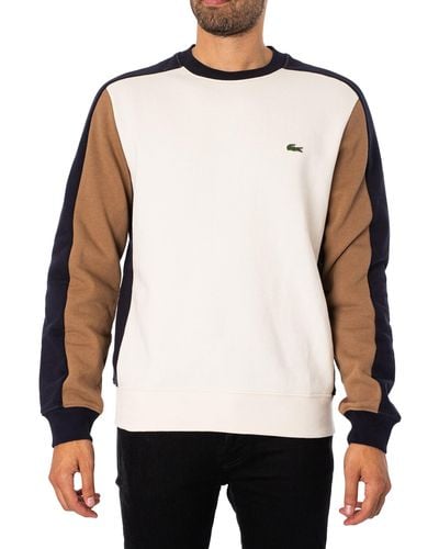 Lacoste Panel Sleeve Crew Sweat Sh1299 - Natural