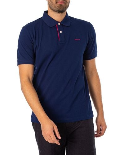 GANT Regular Contrast Pique Rugger Polo Shirt - Blue