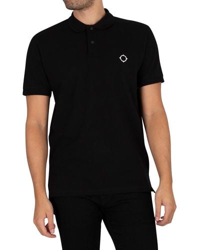 MA.STRUM Pique Polo Shirt - Black