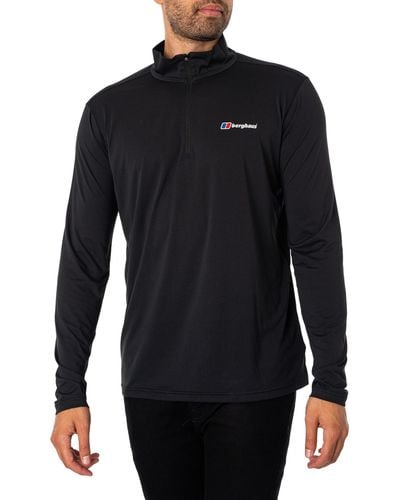 Berghaus Wayside 1/4 Zip Longsleeved Tech T-shirt - Black