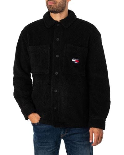 Tommy Hilfiger Badge Sherpa Casual Fit Overshirt - Black