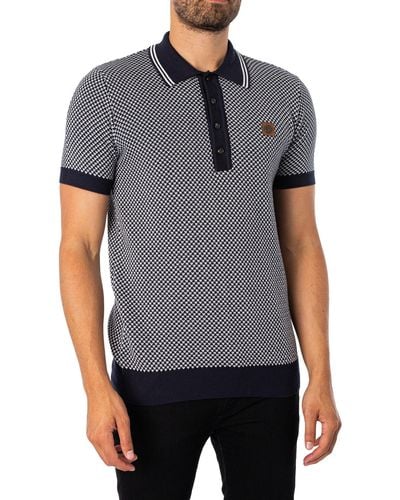 Trojan Pattern Fine Gauge Polo Shirt - Gray