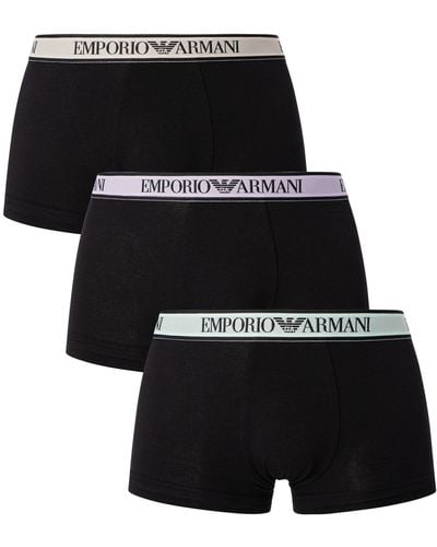 Emporio Armani 3 Pack Trunks - Black