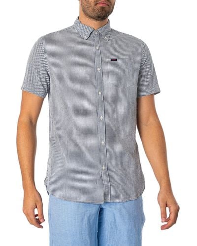 Superdry Seersucker Short Sleeved Shirt - Gray