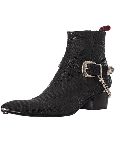 Jeffery West Leather Buckle Chelsea Boots - Black