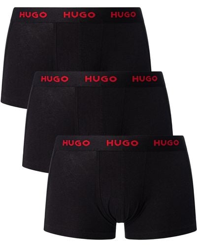 HUGO 3 Pack Cotton Stretch Trunks - Black