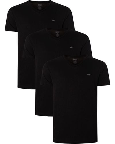 DIESEL 3 Pack Lounge Michael V-neck T-shirts - Black