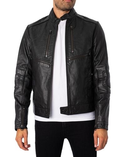 G-Star RAW Biker Leather Jacket - Black