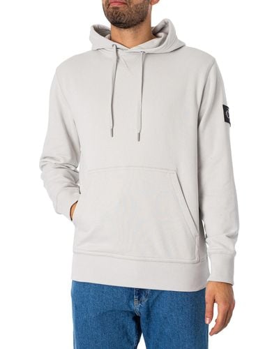 Calvin Klein Badge Pullover Hoodie - Grey