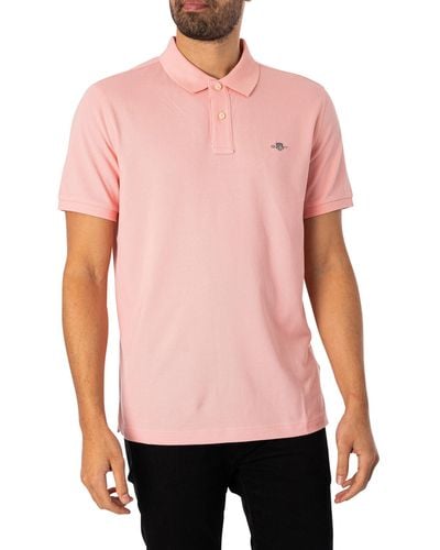 GANT Regular Shield Pique Polo Shirt - Pink