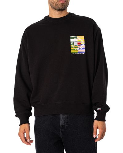 Tommy Hilfiger Boxy Luxe Back Graphic Sweatshirt - Black