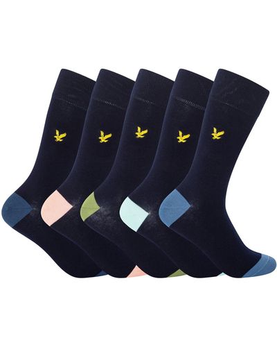 Lyle & Scott 5 Pack Graham Premium Socks - Blue