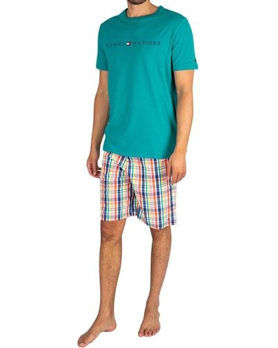 Tommy Hilfiger Short Woven Pyjama Set - Blue