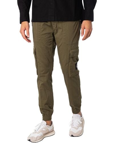 Calvin Klein Skinny Washed Cargo Trousers - Green