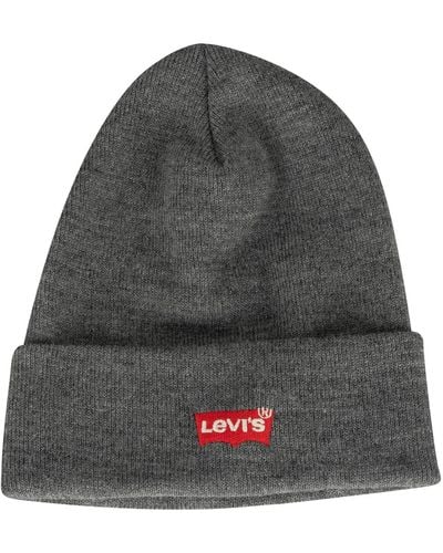 Levi's Red Batwing Embroidered Slouchy Beanie - Gray