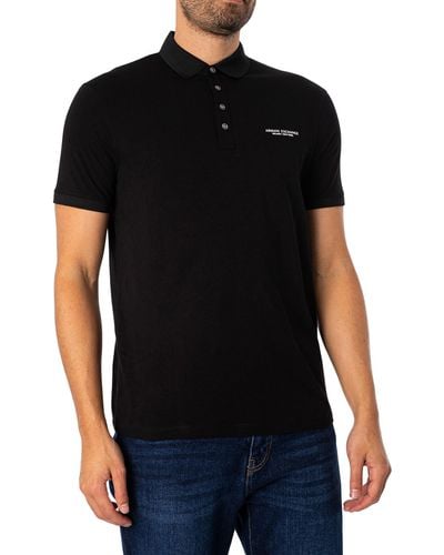 Armani Exchange Chest Brand Polo Shirt - Black