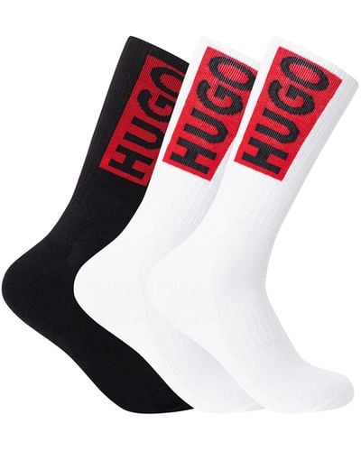 HUGO 3 Pack Finest Soft Cotton Blend Socks - Red