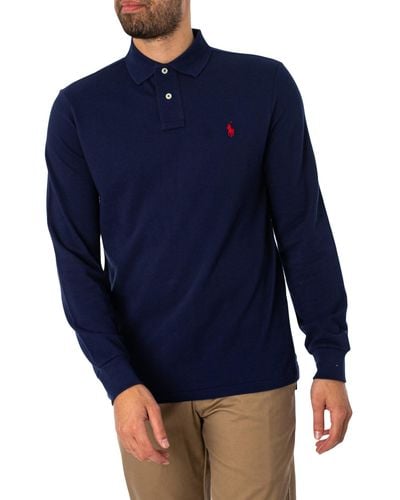 Polo Ralph Lauren Longsleeved Slim Polo Shirt - Blue