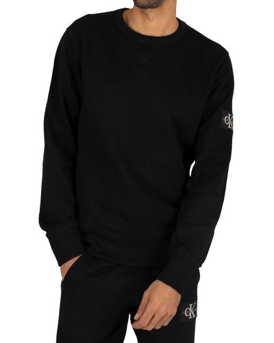 Calvin Klein Monogram Sleeve Badge Sweatshirt - Black