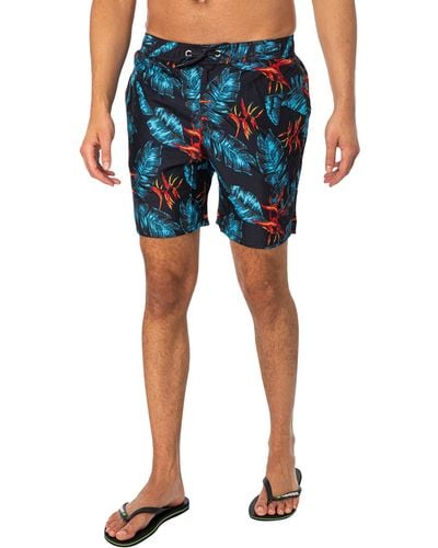Superdry Hawaiian Print 17 Swim Shorts - Blue