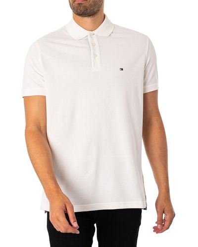 Tommy Hilfiger Check Placket Regular Polo Shirt - White