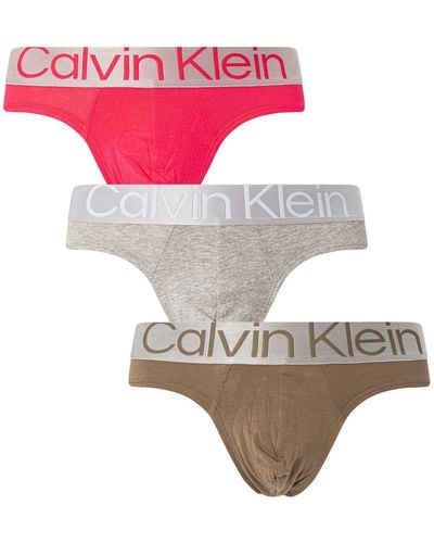 Calvin Klein 3 Pack Reconsidered Steel Hip Briefs - Pink
