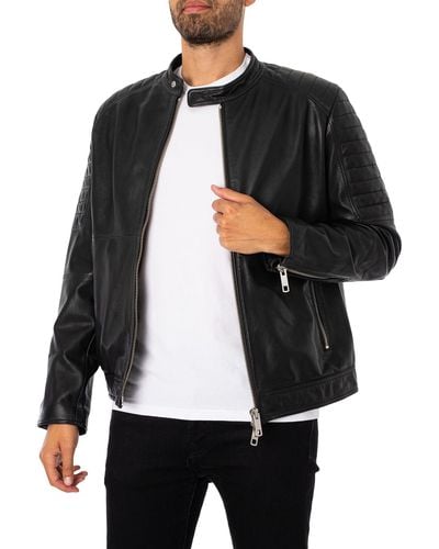 Antony Morato Slim Fit Leather Jacket - Black