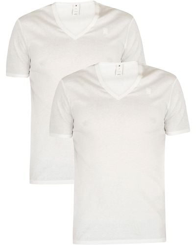 G-Star RAW 2 Pack Slim V-neck T-shirt - White