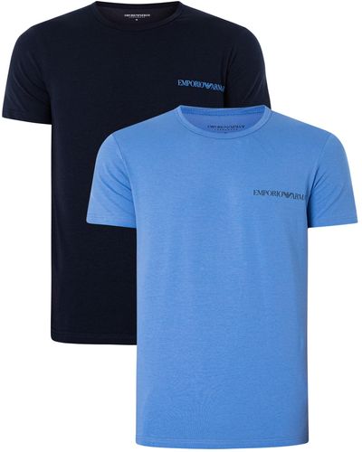 Emporio Armani 2 Pack Lounge Crew T-shirt - Blue