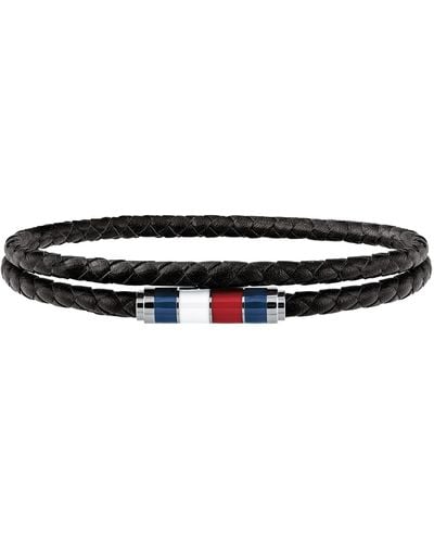 Tommy Hilfiger Leather Wrap Bracelet - Black