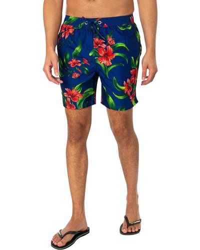 Superdry Hawaiian Print 17 Swim Shorts - Blue