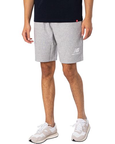 New Balance Essentials Stacked Logo French Terry Sweat Shorts - Blue