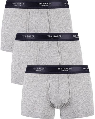 Ted Baker 3 Pack Fitted Trunks - Gray