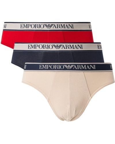 Emporio Armani 3 Pack Briefs - Red