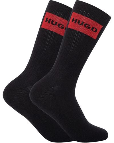 HUGO 2 Pack Box Logo Socks - Black
