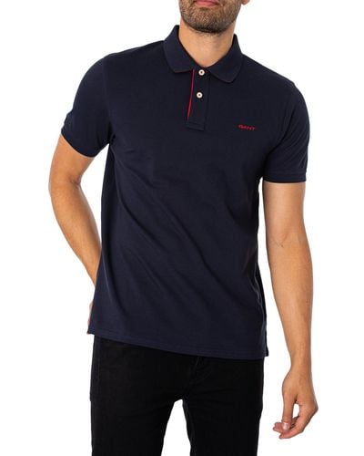 GANT Regular Contrast Pique Polo Shirt - Blue