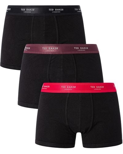 Ted Baker 3 Pack Cotton Stretch Trunks - Black
