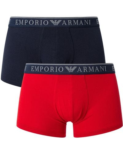 Emporio Armani 2 Pack Endurance Trunks - Red