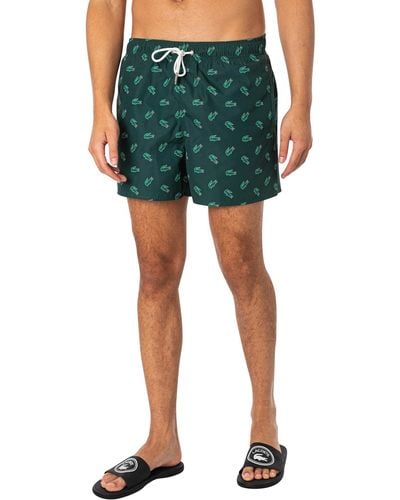 Lacoste Croc Pattern Swim Shorts - Green