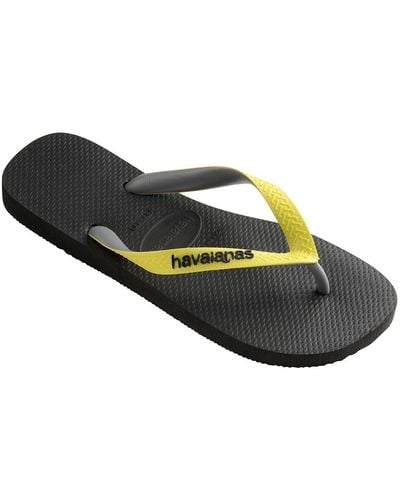 Havaianas Black & Neon Yellow Top Mix Flip Flops